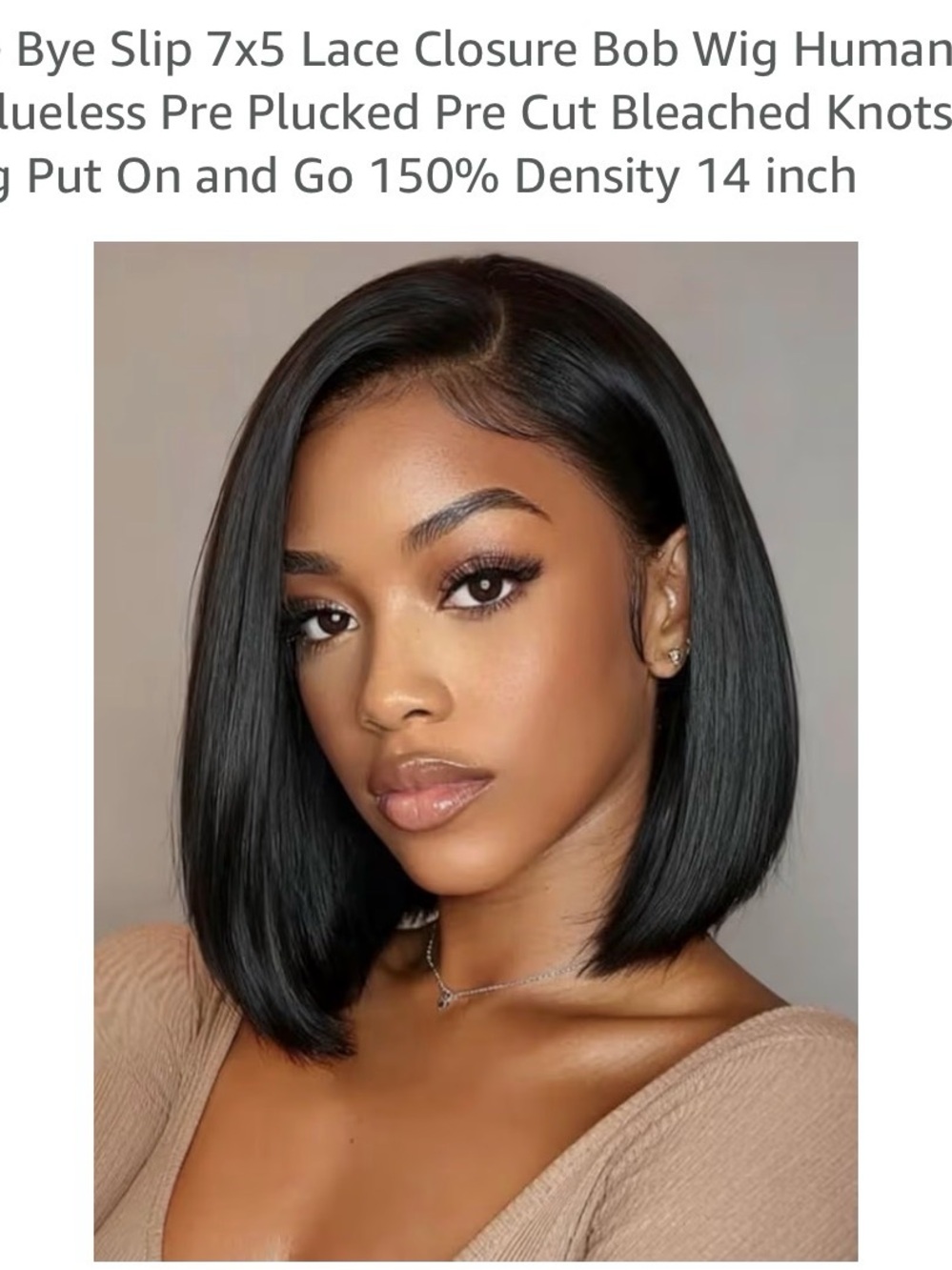 7x5 Lace Closure Bob Wig - Black, 14"